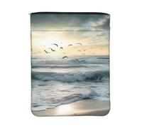 Custodia impermeabile per libri con cerniera e tasca frontale | 11.8x9 Pollice Libro Pouch Protector Onde Sulla Spiaggia Con Uccelli Marini Sacchetto Regalo Lavabile Per Le Donne Ragazza