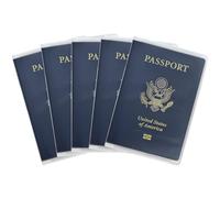 Custodia impermeabile per passaporto, in plastica, per passaporto, da viaggio, unisex, per adulti, con custodia protettiva in vinile per carta d'identità, confezione da 5, Smerigliato., Pack of 5