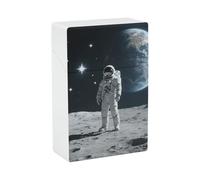 Custodia impermeabile per sigarette per uomo e donna, in plastica, con astronauta sulla luna, porta sigarette per 20 pezzi, formato 85 mm, portatile, con coperchio a ribalta per fumatori.