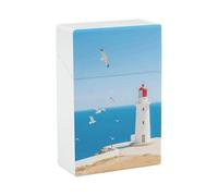Custodia impermeabile per sigarette per uomo e donna, in plastica, con paesaggio dell'isola di Santorini, porta sigarette per 20 pezzi, formato 85 mm, portatile, con coperchio a ribalta per fumatori