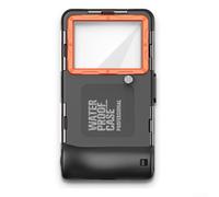Custodia Impermeabile per smartphone 15M con per vite 1/4, Cover Subacquea Touchscreen per Snorkeling Immersioni Pesca Sci Mare(Black + Orange)