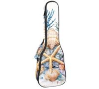 Custodia impermeabile per ukulele, resistente, 58,4 cm, custodia per ukulele con contenitore e manico, colori acquerellabili, blu, rosa, fiori selvatici e farfalle prato, Multicolore 07, 25.9x9x3.1in