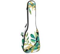 Custodia impermeabile per ukulele, resistente, 58,4 cm, custodia per ukulele con contenitore e manico, lettera J ad acquerello con motivo a foglie, Multicolore 01, 25.9x9x3.1in/66x23x8cm, Organizer
