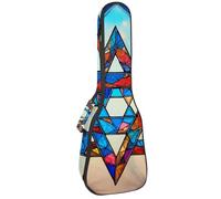 Custodia impermeabile per ukulele, resistente, 58,4 cm, custodia per ukulele con contenitore e manico, lettera J ad acquerello con motivo a foglie, Multicolore 03, 25.9x9x3.1in/66x23x8cm, Organizer