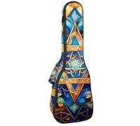 Custodia impermeabile per ukulele, resistente, 58,4 cm, custodia per ukulele con contenitore e manico, lettera J ad acquerello con motivo a foglie, Multicolore 02, 25.9x9x3.1in/66x23x8cm, Organizer