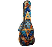 Custodia impermeabile per ukulele, resistente, 58,4 cm, custodia per ukulele con contenitore e manico, lettera J ad acquerello con motivo a foglie, Multicolore 04, 25.9x9x3.1in/66x23x8cm, Organizer