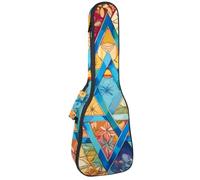 Custodia impermeabile per ukulele, resistente, 58,4 cm, custodia per ukulele con contenitore e manico, lettera J ad acquerello con motivo a foglie, Multicolore 08, 25.9x9x3.1in/66x23x8cm, Organizer