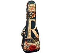 Custodia impermeabile per ukulele, resistente, 58,4 cm, custodia per ukulele con custodia e manico, lettera R con motivo a corona, Multicolore 05, 25.9x9x3.1in/66x23x8cm, Organizer per borse
