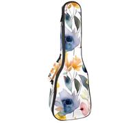 Custodia impermeabile per ukulele, resistente, 58,4 cm, custodia per ukulele con custodia e manico, motivo note di Vinatge Musci con fiori, Multicolore 06, 25.9x9x3.1in/66x23x8cm, Organizer per borse