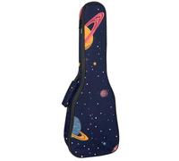 Custodia impermeabile per ukulele, resistente, da 58,4 cm, con contenitore e manico, motivo cartone animato con pianeti spaziali e stelle, cielo notturno, Multicolore 01, 25.9x9x3.1in/66x23x8cm