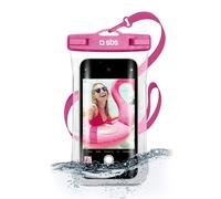 SBS Cover impermeabile IPX8 per cellulari Android e iPhone fino a 6,8" con finestra touch, impugnatura per selfie, laccio da collo, chiusura ermetica water resistant per brevi immesioni, rosa