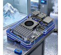 Custodia in acrilico ottimizzata a 5 strati per Raspberry Pi 5 con dissipatore di calore ufficiale e compatibilità con ventola per una migliore gestione termica (rame blu)