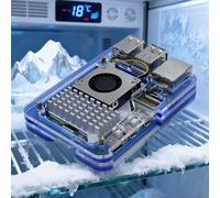Custodia in acrilico per Raspberry Pi 5 con 5 strati protettivi, leggera per uso in viaggio, compatibile con ventola di raffreddamento attiva ufficiale e dissipatore di calore (alluminio blu)