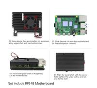 Custodia in Alluminio per Dissipatore di Calore Raspberry Pi 4B con Ventola di Raffreddamento + Pad Termico per Scheda di Sviluppo RPI 4B Guscio