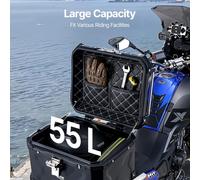 Custodia in alluminio Scatola di coda per moto Tronco 45L 55L 65L Impermeabile universale Coda superiore Custodie per attrezzi per bagagli posteriori Scatola di immagazzinaggio per BMW 45L X Black