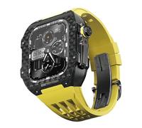 Custodia in carbonio in fibra di carbonio e kit di conversione per fascia fluororubber, serie 8 7 45 mm, cassa in fibra di carbonio + cinturino in gomma Fluororubber per iWatch 6 5 4 SE 44 mm, 45mm, A