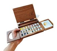 Custodia in legno Tavolo da disegno pieghevole in legno viaggio, portatile, con dispenser for vernice 24 colori, tavolozza for graffiti dipinta a mano