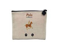 Custodia in lino - Phone Call is Calling Me Sport Leisure Passion - Astuccio per trucco in tela effetto lino, astuccio da toilette - Portamonete, Polo, 15 x 10 cm, Astuccio per il trucco