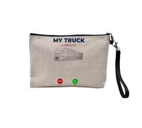 Custodia in lino - Phone Call is Calling Me Sport Leisure Passion - Astuccio per trucco in tela effetto lino, astuccio da toilette - Portamonete, My Truck, 23.5 x 15 cm, Astuccio per il trucco