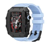 Custodia in metallo cinghia di orologio in gomma con kit di modifica del film temperato ， per 9 8 7 6 5 4 Serie SE 44 mm 45 mm Upgrade della banda di guardia Sostituisci accessori cinghia