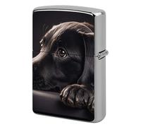 Custodia in metallo per accendino con cucciolo di Labrador nero, cover personalizzata con graffiti, protezione impermeabile a doppia faccia, ideale come regalo per uomo e donna.