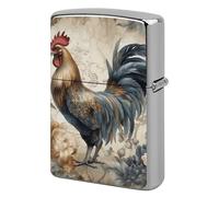 Custodia in metallo per accendino con gallo ad, custodia personalizzata con graffiti, protezione impermeabile a doppia faccia, regalo per uomo e donna.
