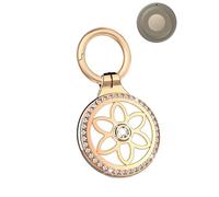 Custodia in metallo per Motorola Moto Tag 2, con strass, con moschettone, design floreale cavo, antigraffio, antiurto (oro)
