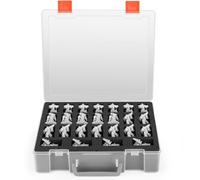 Custodia in miniatura per il trasporto, con 50 scomparti, con 2 vassoi in schiuma che assorbono gli urti per 40k, DND e altro da 28 mm, Trasparenza, 50 slot
