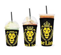 Custodia in neoprene per tazze, riutilizzabile, bandiera africana, Re del Leone, Giuda, Rasta, Rastafari, Giamaica, Reggae, confezione da 3, custodia per tazze da caffè freddo, per bevande, conservaz