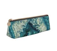 Custodia in pelle a triangolo blu acqua brillante borsa cosmetica multifunzionale borsa portatile per trucchi e cancelleria, bianca, taglia unica, leggera, Bianco, One Size, Leggero