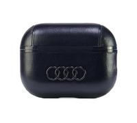 Custodia in pelle Audi con logo grande, colore nero, per AirPods Pro 2.