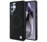 Custodia in pelle BMW MagSafe nera per Samsung Galaxy S25 Ultra.