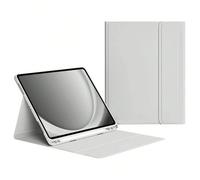 Custodia in pelle con attrazione magnetica e supporto per penna compatibile con serie iPad/Galaxy Tab A9+, supporta tastiera magnetica Bluetooth staccabile, opzioni di colore multi, grigio chiaro Ipad