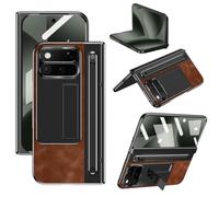 Custodia in Pelle con Cerniera Compatibile Google Pixel 11 Pro Fold, Robusta Protettiva Rigida Antiurto for tutto il Corpo Protezione for Schermo [Antigraffio]+Cavalletto+Slot for S-Pen(Kahverengi)