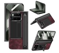 Custodia in Pelle con Cerniera Compatibile Google Pixel 11 Pro Fold, Robusta Protettiva Rigida Antiurto for tutto il Corpo Protezione for Schermo [Antigraffio]+Cavalletto+Slot for S-Pen(Wine red)