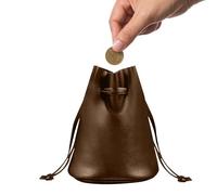 Custodia in pelle con coulisse,Custodia in pelle nera | in nera, borse con coulisse nere, piccola custodia regalo con sigillante per dadi, pietre, piccole parti per uomini e do