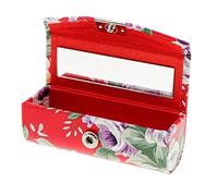 Custodia in pelle con specchio per rossetto e gioielli, colore: nero, Rosso, as described, come descrizione