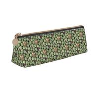 Custodia in pelle con stampa di cactus e ricci, con cerniera, pratico astuccio per matite per bambini, scuola e ufficio, bianco, Taglia unica, Astuccio per trucchi