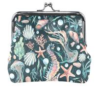 Custodia in pelle divertente per monete da donna e ragazza, lucchetto da bacio, vita oceanica, verde, verde oceano, taglia unica, Ocean Life Green, Taglia unica, Classico