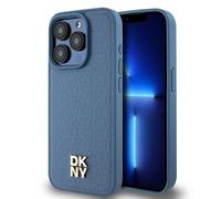 Custodia in pelle DKNY MagSafe per iPhone 15 Pro, monogramma blu