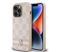 Custodia in pelle DKNY per iPhone 14 Pro con motivo a scacchi rosa