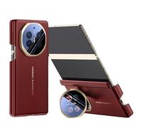 Custodia in pelle for Huawei Mate XT XTS Ultimate Case con ricarica wireless integrata, protezione della cerniera, staffa invisibile, custodia morbida(Rosso)