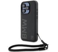 Custodia in pelle nera BMW per iPhone 15 Pro