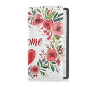 Custodia in pelle per assicurazione e carta d'identità per uomo e donna, portafoglio accessori per carte, documenti essenziali, patente di guida, carte per San Valentino, fiori, amore, cuore, petali,