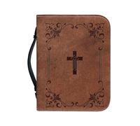Custodia in pelle per bibbia, vintage, per donne e uomini, resistente all'acqua, con manico con cerniera, per la Bibbia, regalo per festa della mamma, Natale, Pasqua, compleanno