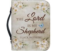 Custodia in pelle per la Bibbia da donna, XL, custodia protettiva organizer per chiesa, viaggi e studio con segnalibro, elegante regalo cristiano per lei, The Lord is My Shepherd I Lack Nothing, 25 x