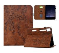 Custodia in pelle per Lenovo Tab P12 Pro Gen 2 con stampa floreale prugna, supporto schede e funzione sospensione/riattivazione automatica