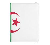 Custodia in pelle per passaporto e carte di vaccino con bandiera della Repubblica Democratica dell'Algeria, custodia combinata per passaporto e documenti di viaggio, con blocco RFID, per donne e