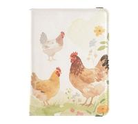 Custodia in pelle per passaporto e carte di vaccino, custodia per passaporto, documenti da viaggio, con blocco RFID, per uomini e donne, impermeabile, Divertimento alla fattoria di polli, 1 size