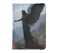 Custodia in pelle per passaporto e carte di vaccino, custodia per passaporto, documenti da viaggio, con blocco RFID, per uomini e donne, impermeabile, Duello Angelo Demone, 1 size, moderno